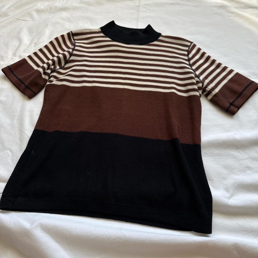 Ann Taylor Brown and Black Striped Sweater